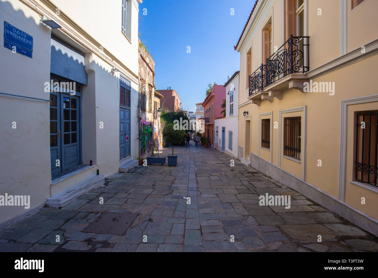 Streets at Plaka Athens Stock Photo
