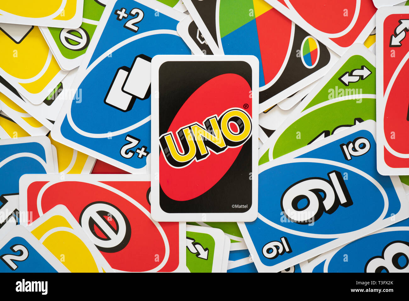6 April 2019 Wuhan China Uno Game Cards Scattered All Over The