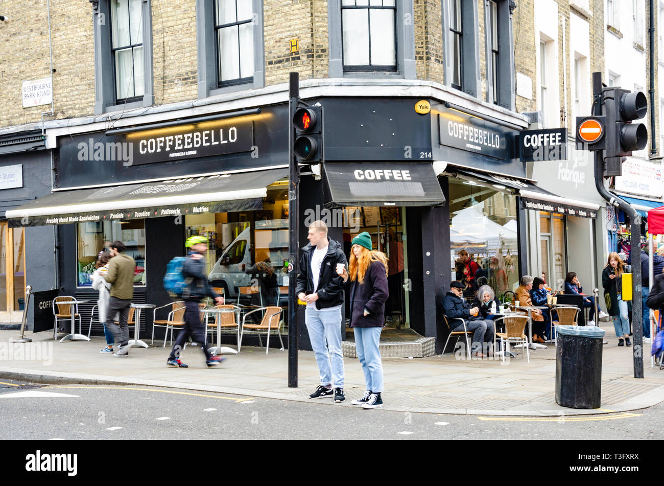 Coffeebello, a coffee shop in Portobello Road, London formerly name Coffee Republic. Stock Photo