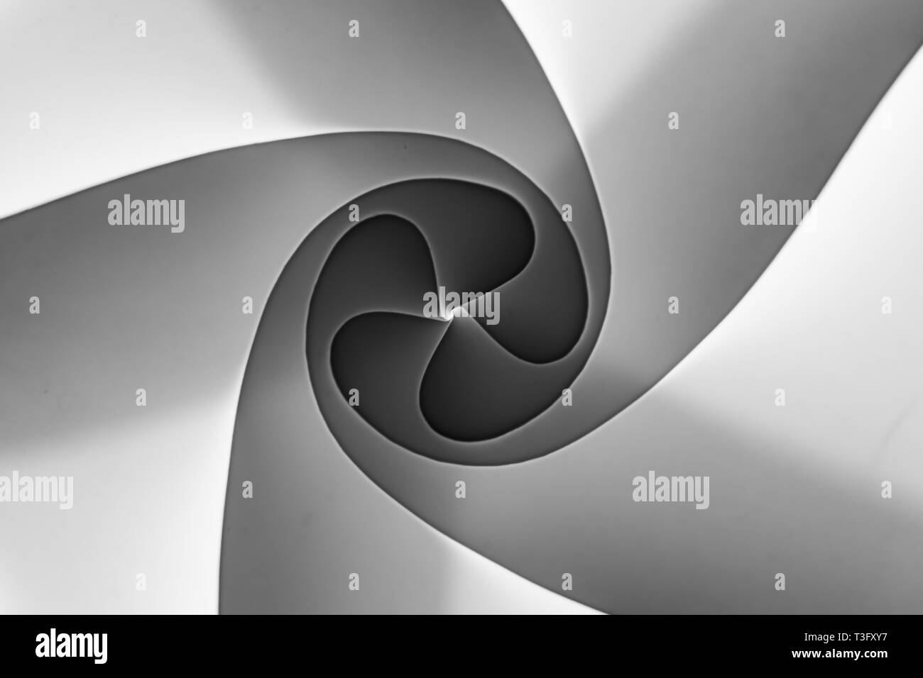 Black and white image of abstract lamp shade with swirl and spiral ...
