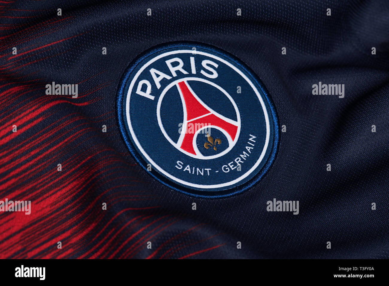 Close up of Paris Saint Germain jersey Stock Photo