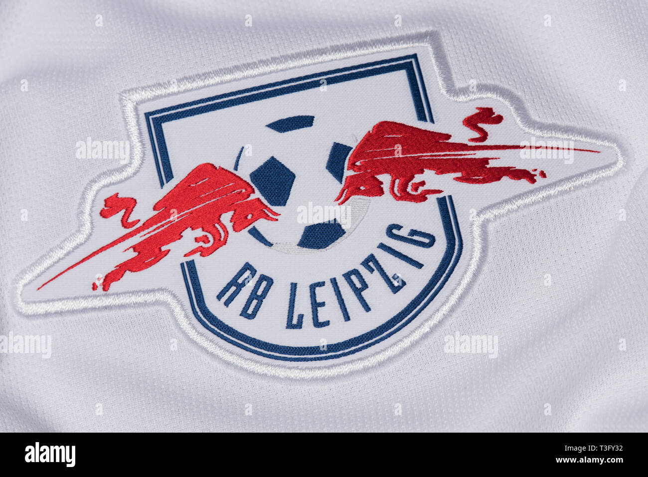 Realistic soccer shirt rb leipzig Royalty Free Vector Image