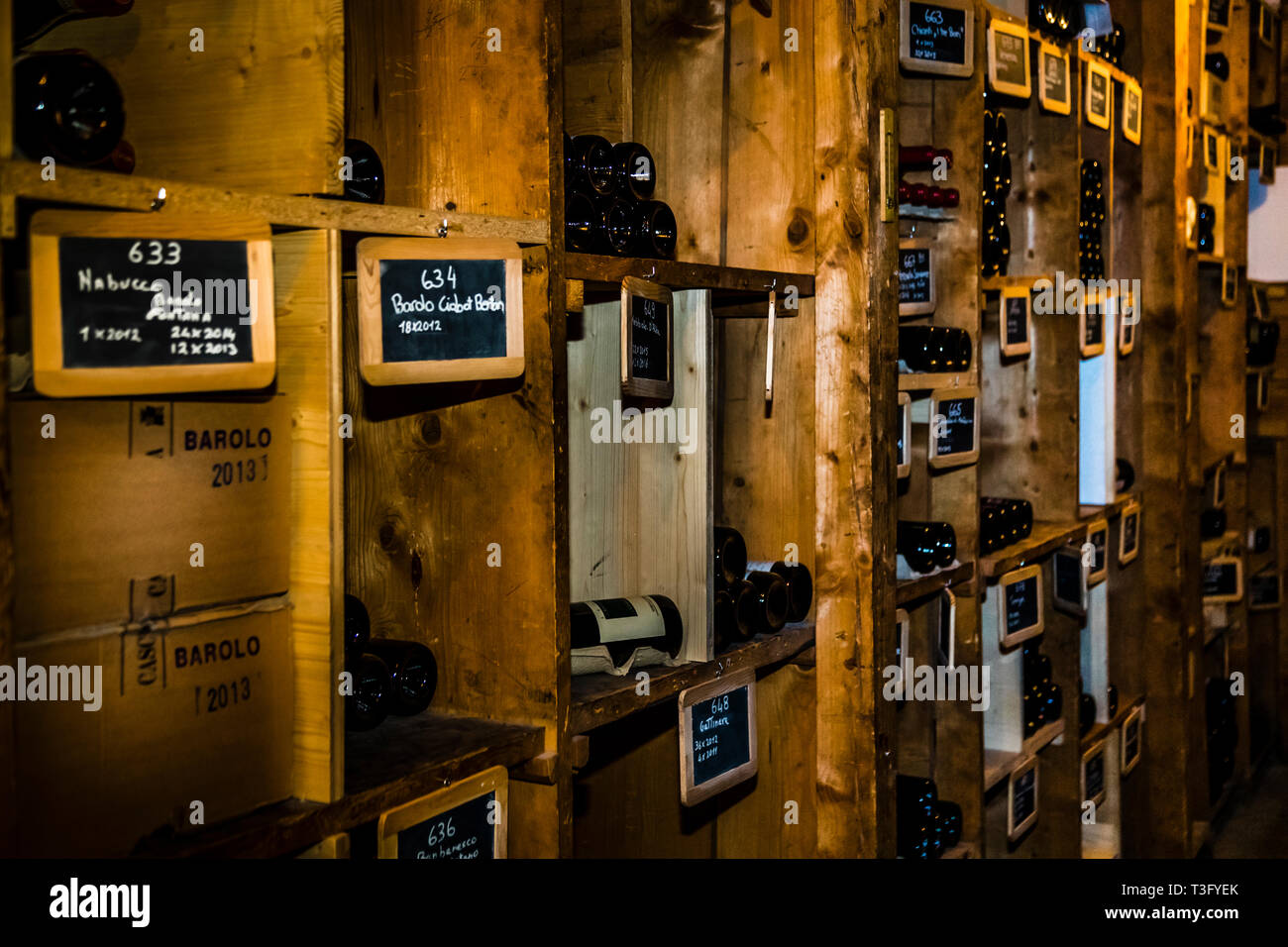 Wine Cellar of Hotel Waldhaus in Sils im Engadin/Segl, Switzerland Stock Photo