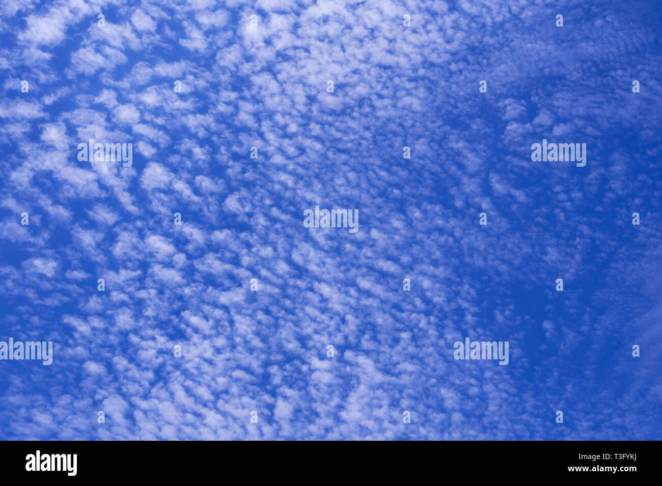 Fluffy clouds in the bright blue sky Stock Photo - Alamy