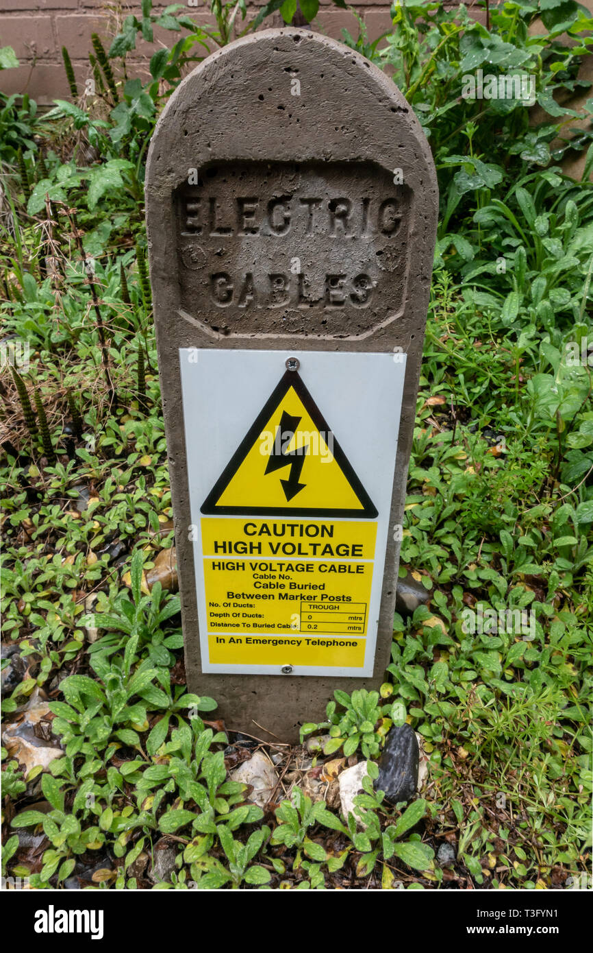 High Voltage Underground Power Cable Stock Photos & High Voltage