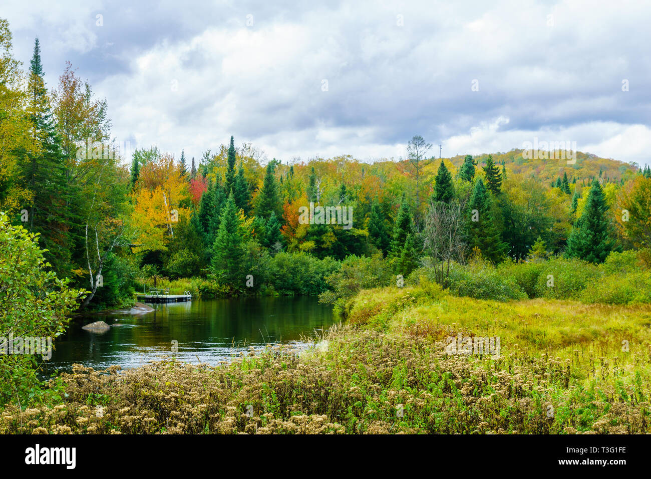 View of Riviere du Nord in ValDavid, Laurentian Mountains, Quebec