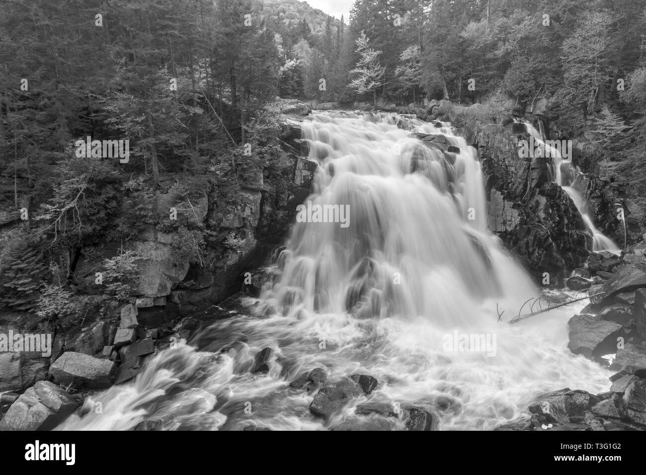 View of the Diable (Devil) waterfall, in Mont Tremblant National Park, Quebec, Canada Stock Photo