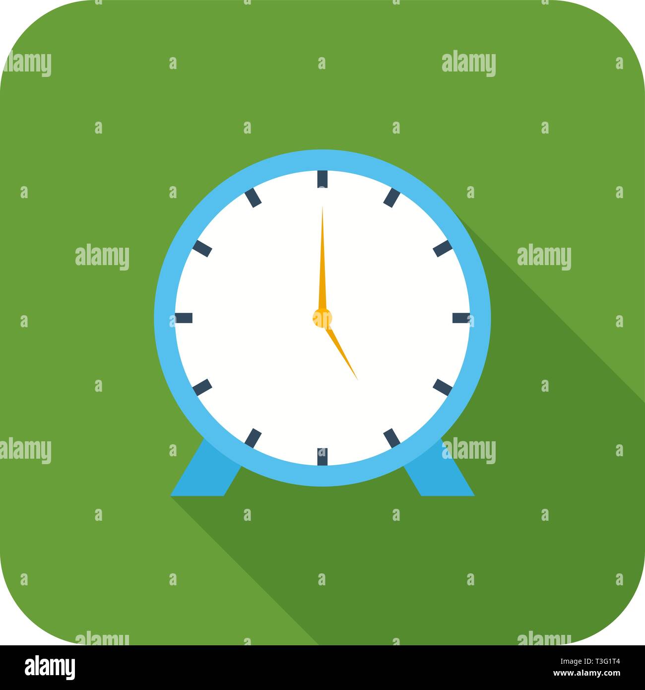 Clock Flat Long Shadow Icon Stock Vector