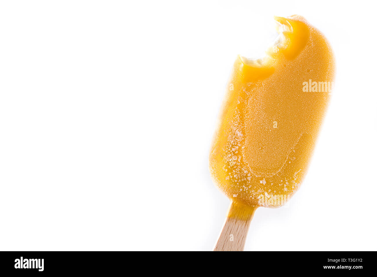 Orange popsicle isolated on white background. Copyspace Stock Photo