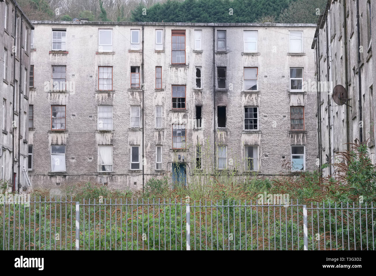 Derelict council house in poor housing crisis ghetto estate slum in Port Glasgow Stock Photo Alamy