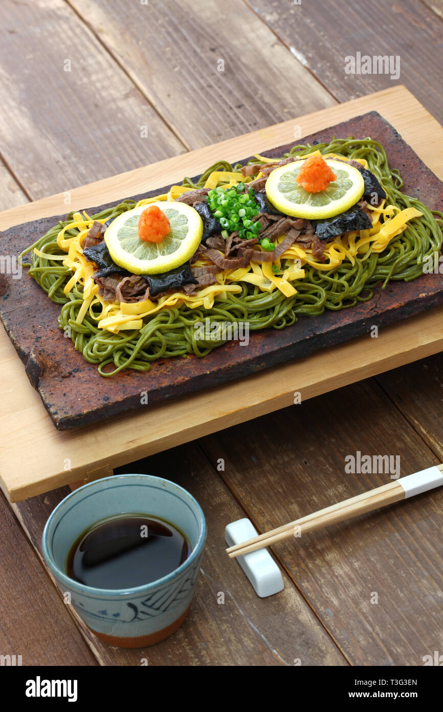 Kawara Soba Japanese Local Food Fried Green Tea Buckwheat Noodles On Roof Tile Stock Photo Alamy Kawara Soba Japanese Local Food Fried Green Tea Buckwheat Noodles On Roof Tile Stock Photo Alamy