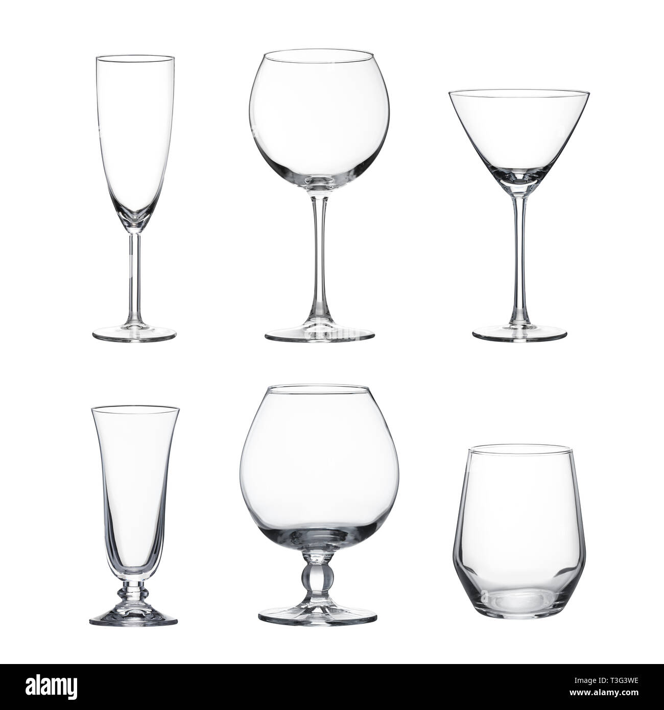 Empty glass martini glass against white background Stock Photo Alamy