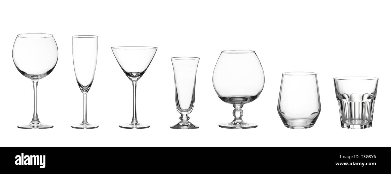 Empty glass martini glass against  white background. Stock Photo