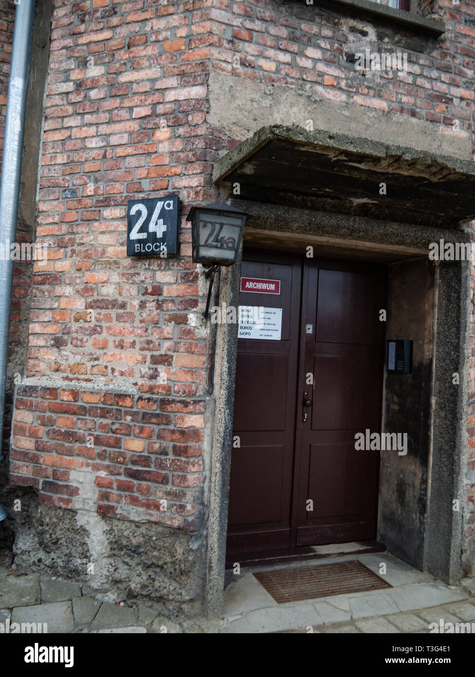 Block 24a, Auschwitz concentration camp and death camp, Poland Stock Photo