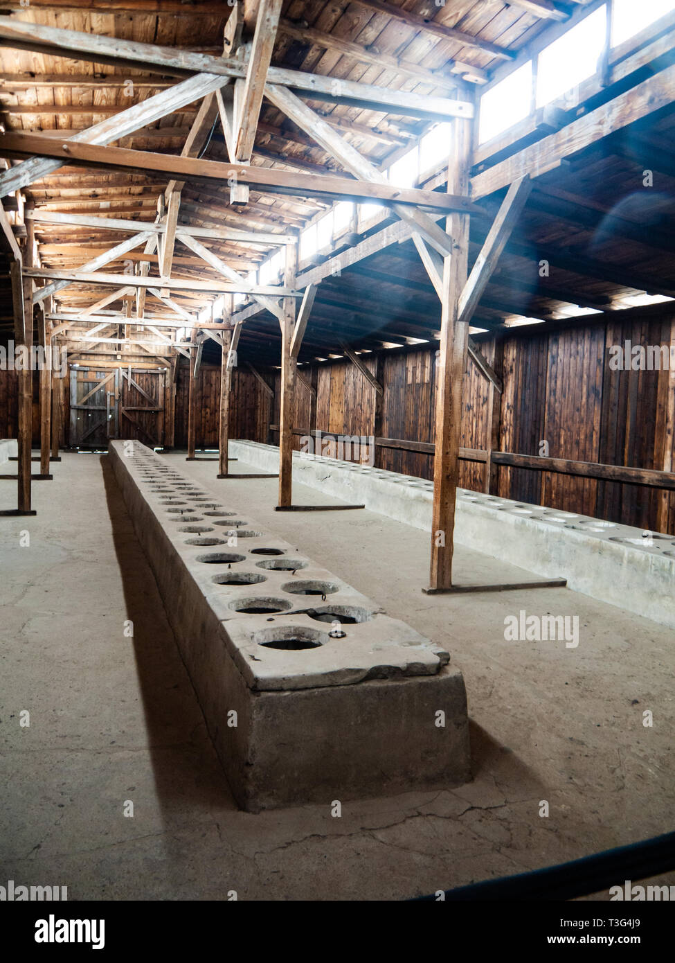 Toilet block, Auschwitz Birkenau, concentration camp, death camp, Poland Stock Photo