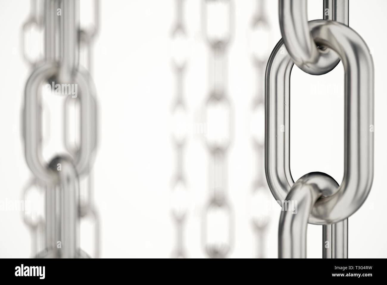 3D illustration metal chains. Metal, steel chains isolated on white ...