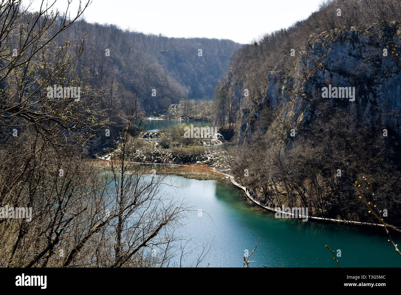 Lakes and waterfalls of Plitvice Lakes National Park in Croatia during ...