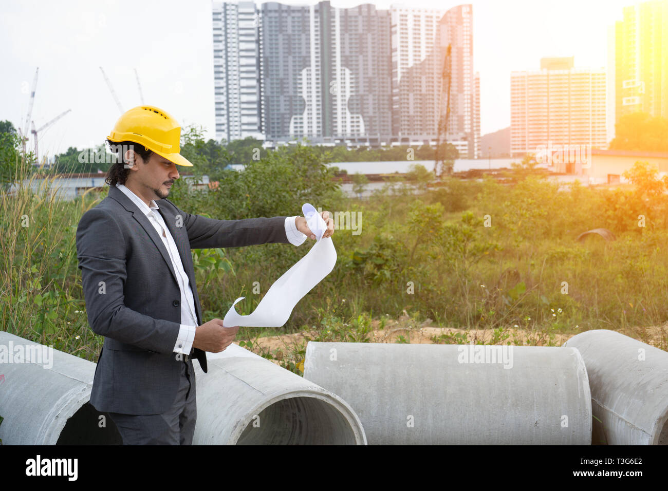 Arabic young architect engineer at working place Stock Photo Alamy