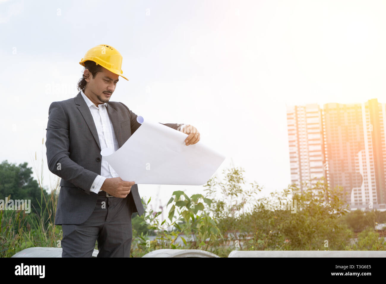Arabic young architect engineer at working place Stock Photo Alamy