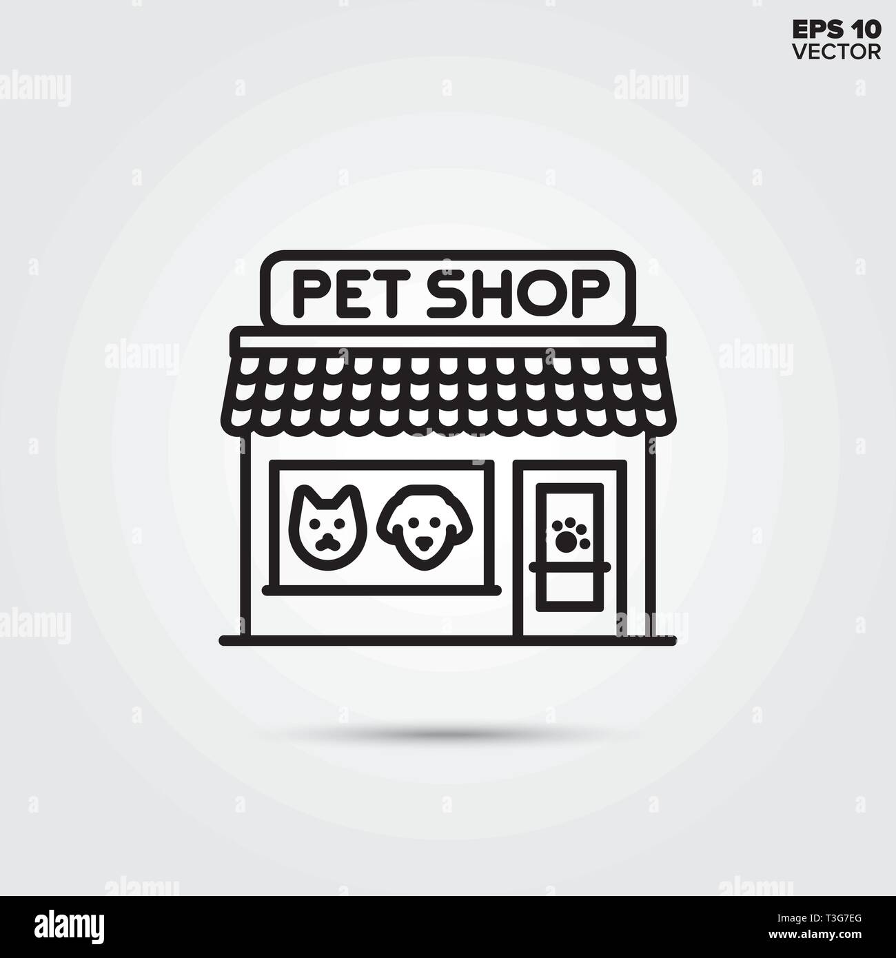 pet shop line icon. EPS 10 vector animal supplies store illustration. Stock Vector