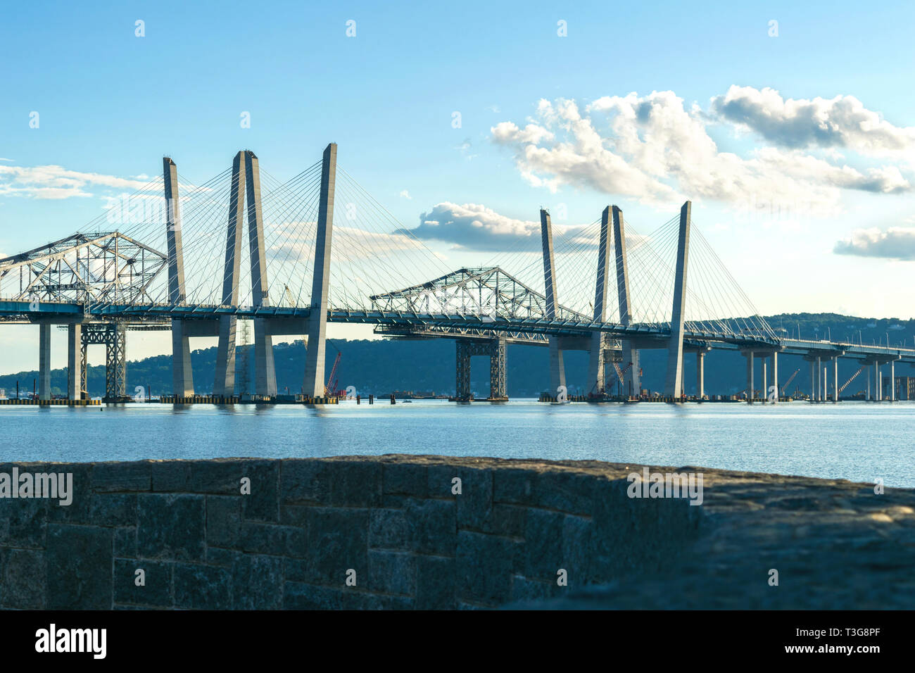 Tappan Zee Bridge spanning the Hudson River on a beautiful sunny day