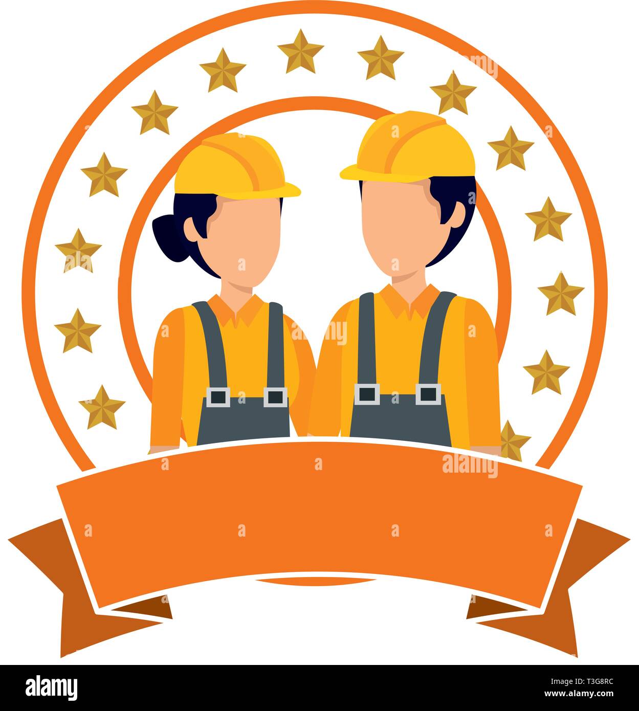 couple builders workers with helmets Stock Vector Image & Art - Alamy