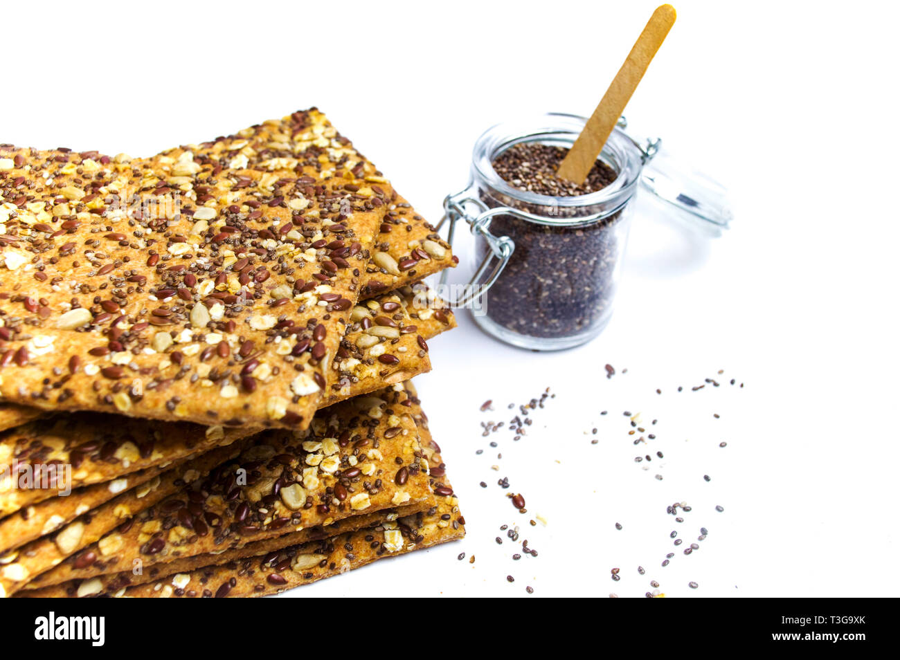 Biscuits with chia seeds and cereals isolated on white Stock Photo