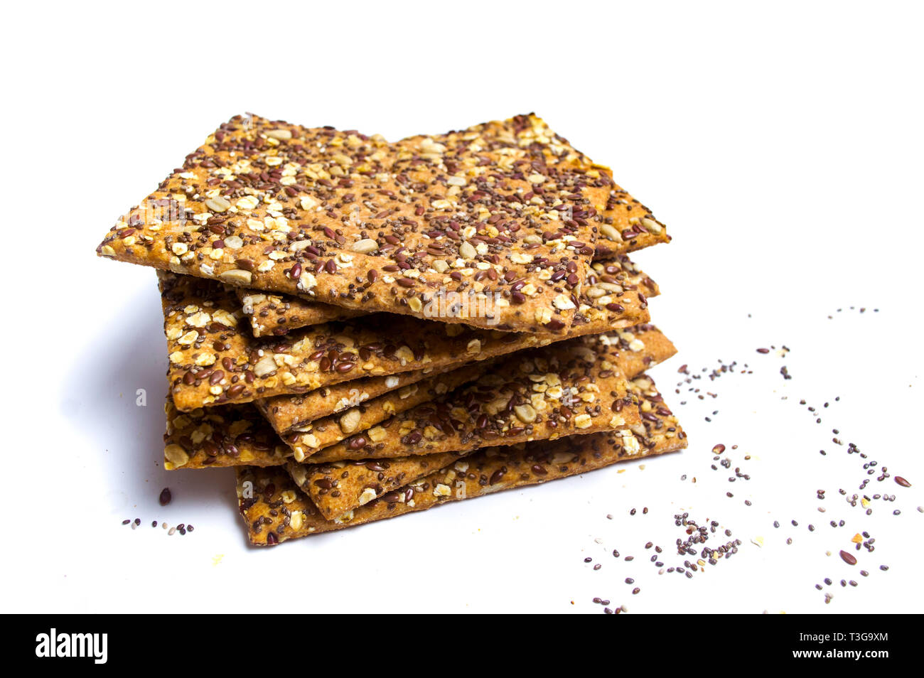 Biscuits with chia seeds and cereals isolated on white Stock Photo