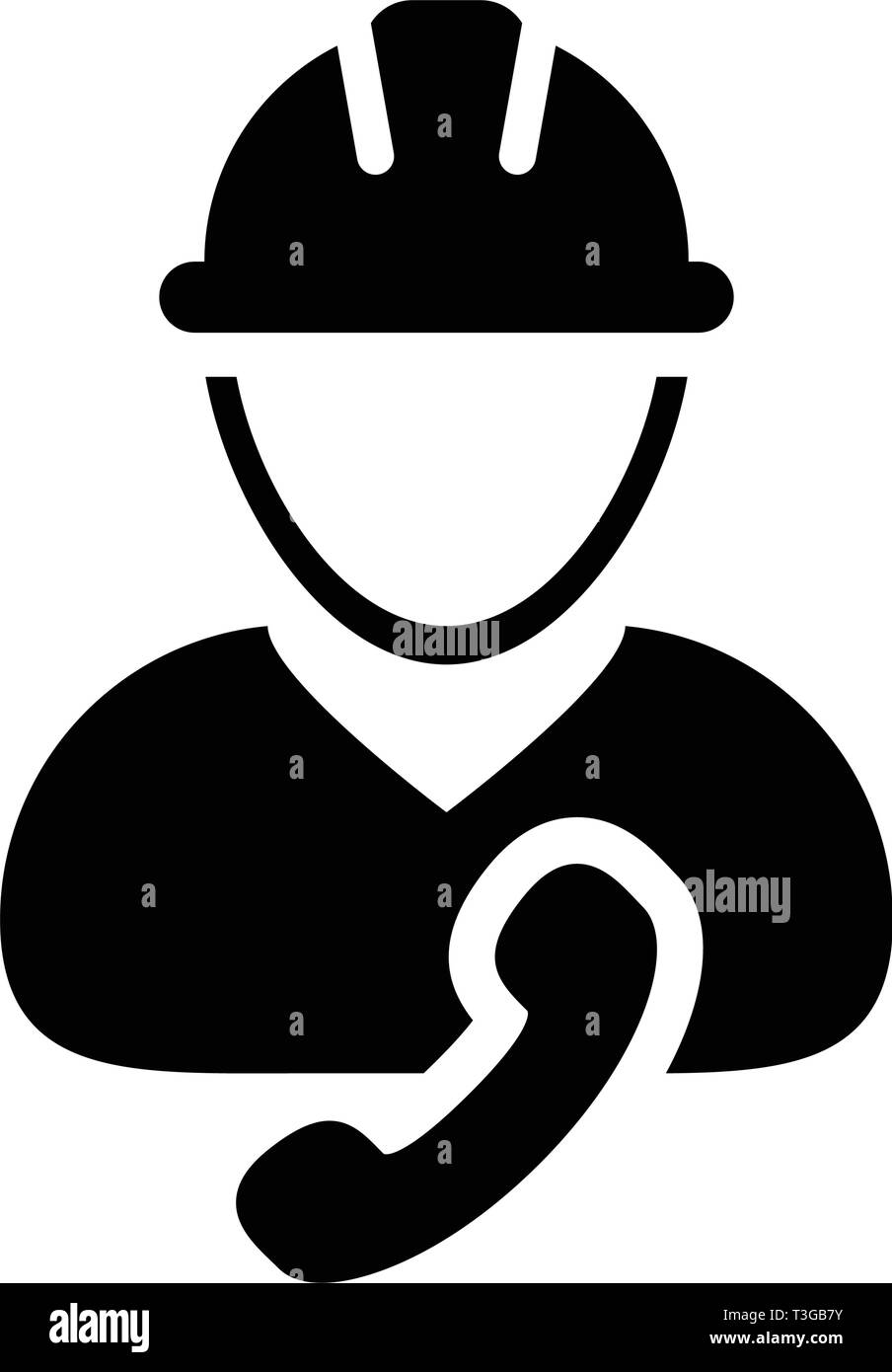 Manual worker icon vector male construction service person profile avatar with phone and hardhat