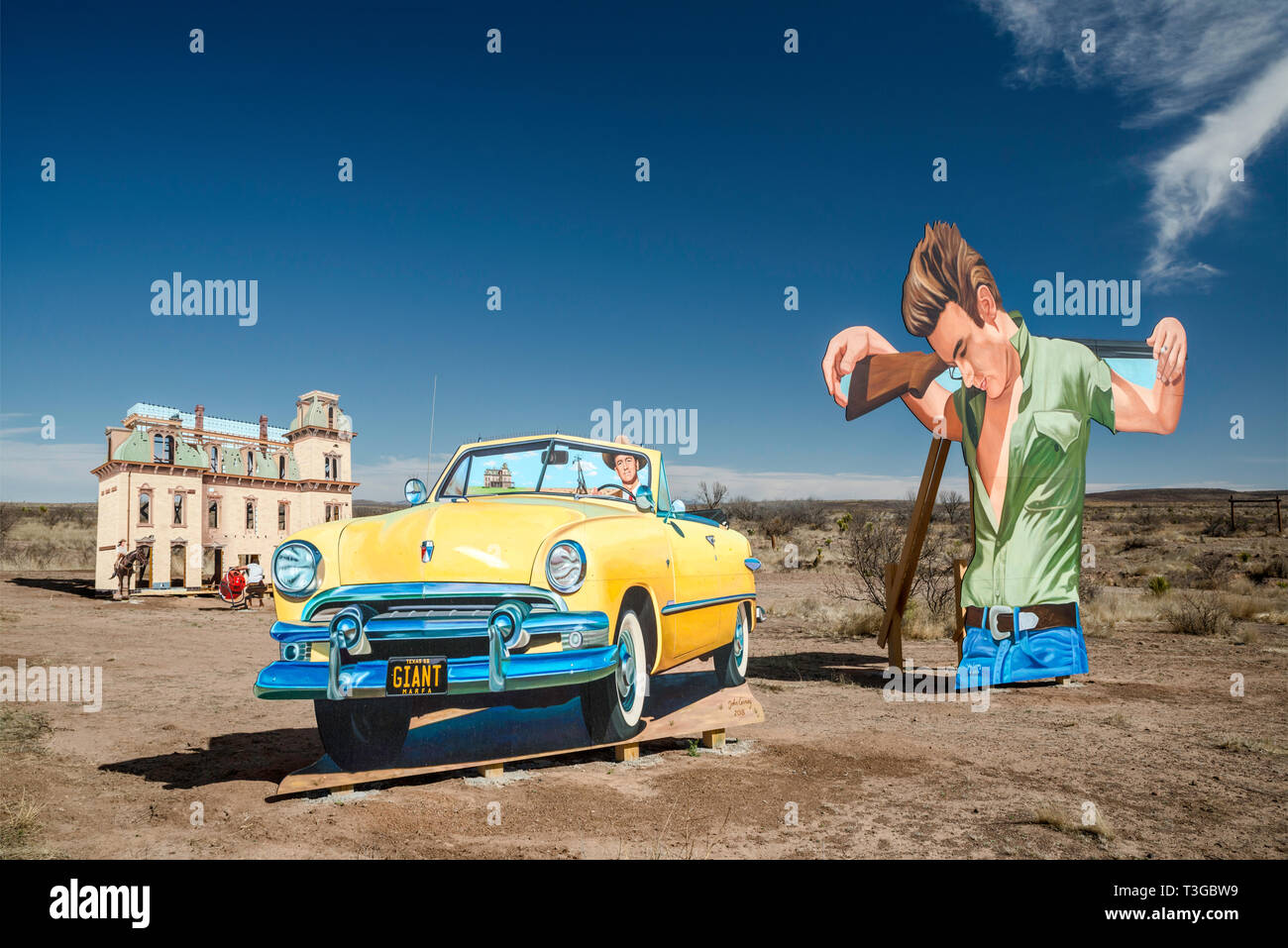 Giant Marfa, outdoor roadside mural, showing James Dean and Rock Hudson