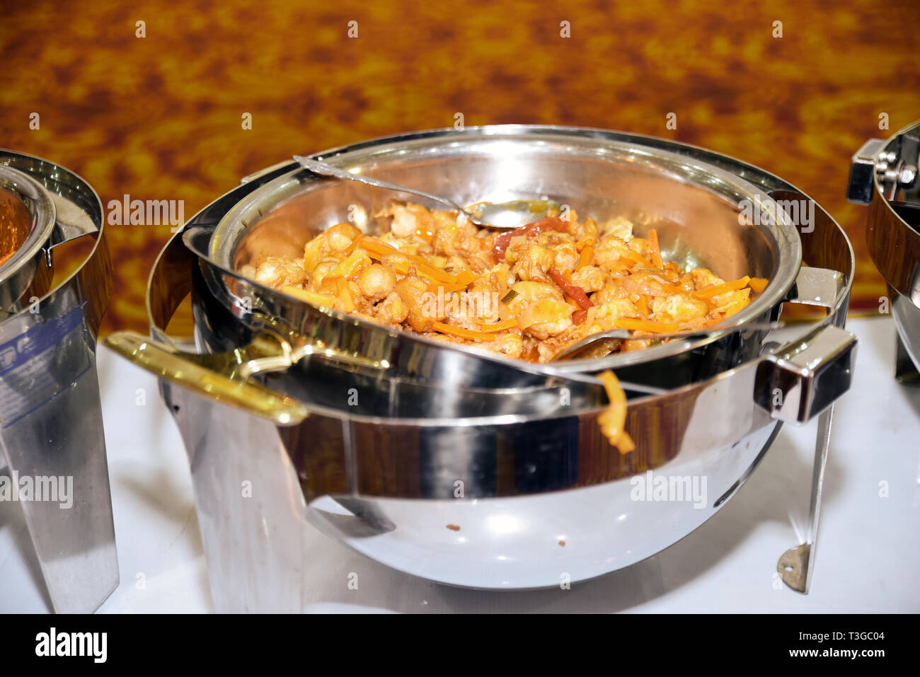 Fried fish fillet with spicy souce Stock Photo