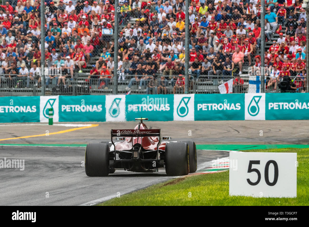 Monza/Italy - #16 Charles Leclerc (Alfa Romeo Sauber) at the Roggia chicane during the Italian GP Stock Photo