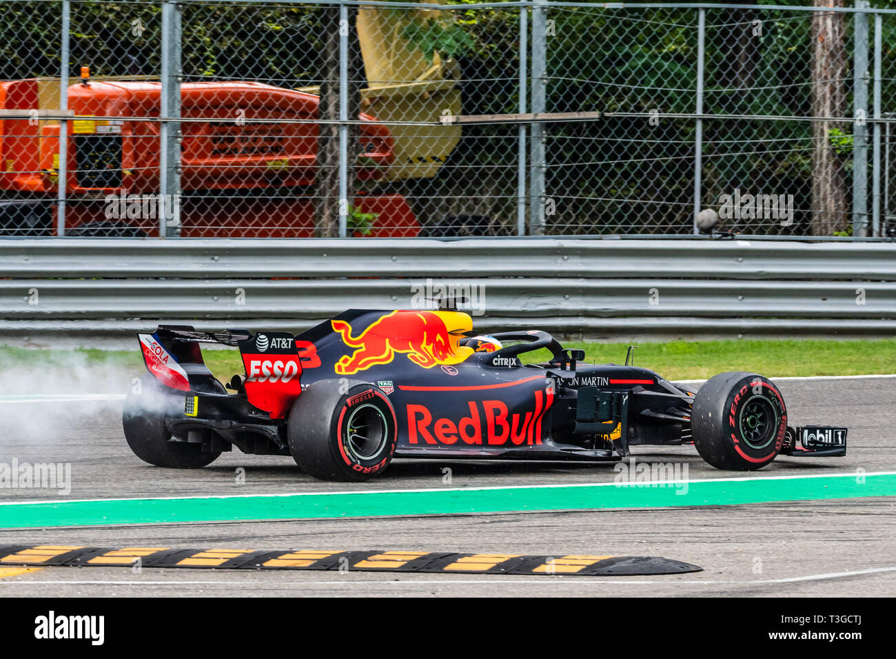 Monza/Italy - the Renault engine in #3 Daniel Ricciardo's Red Bull blows up during the Italian GP Stock Photo