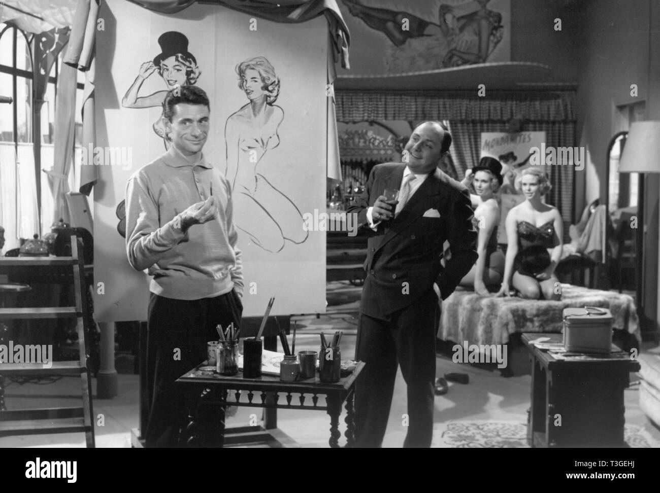 L'amour est en jeu Love Is at Stake Year : 1957 - France Director : Marc Allegret Robert Lamoureux, Pierre Doris Stock Photo