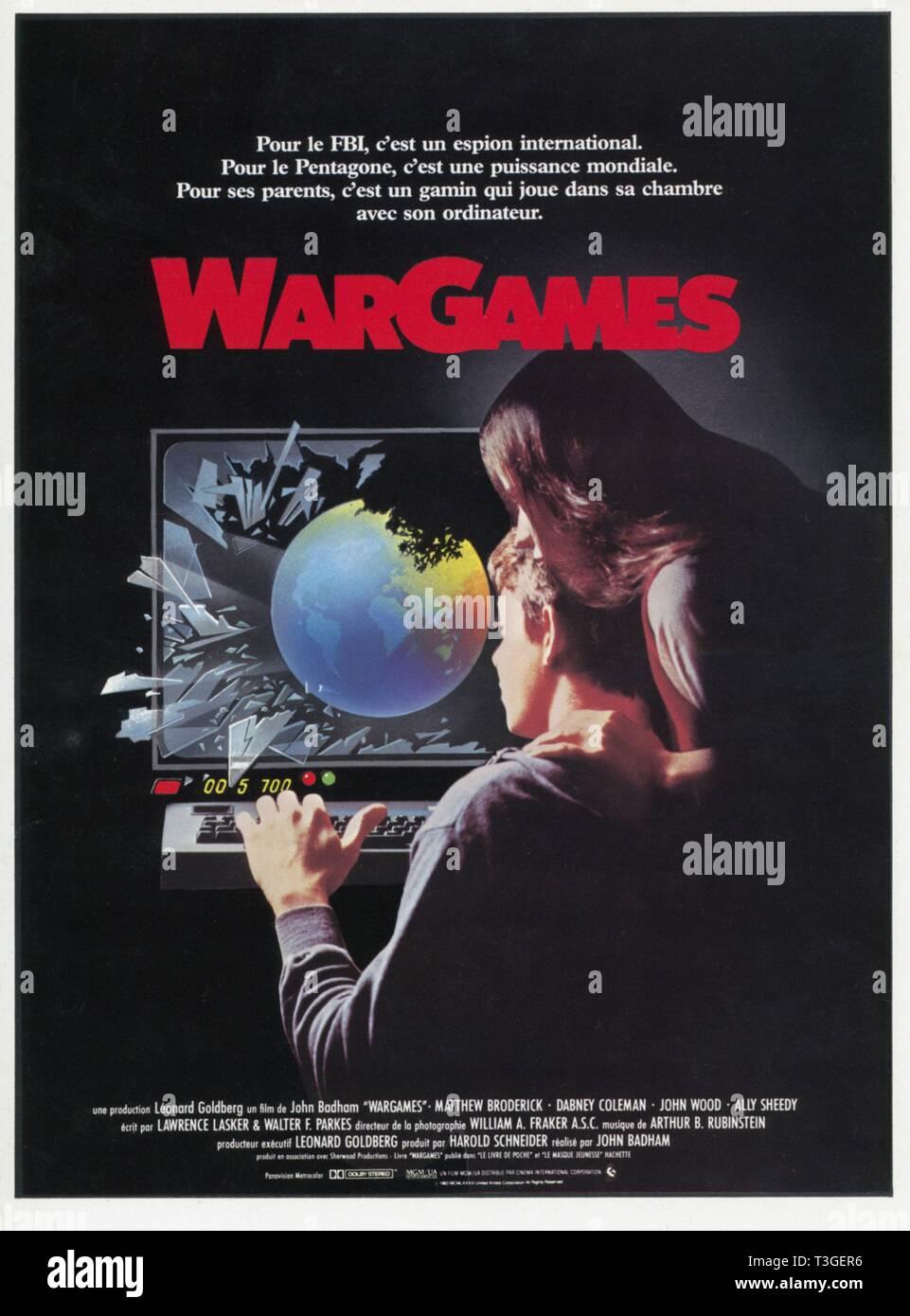 War Games  Year : 1983 USA Director : John Badham Matthew Broderick, Ally Sheedy  Poster (Fr) Stock Photo