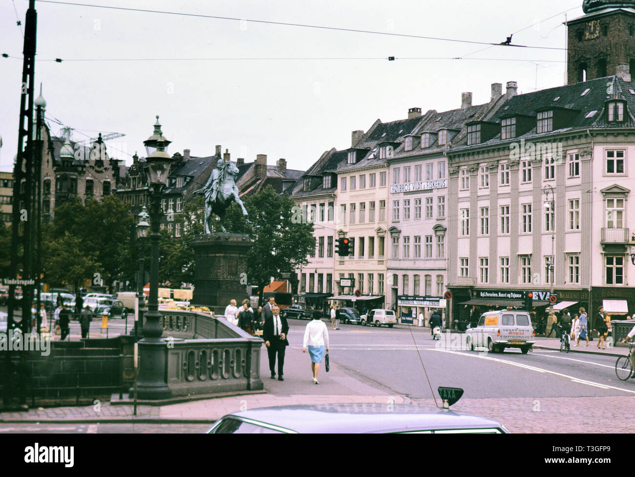 1966 Copenhagen Denmark Street Scene With A View Of Rytterstatue