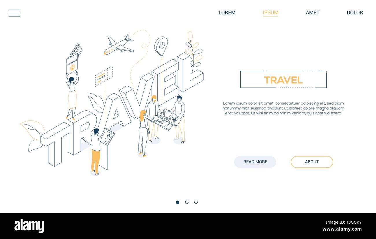 Travel concept - line design style isometric web banner Stock Vector ...