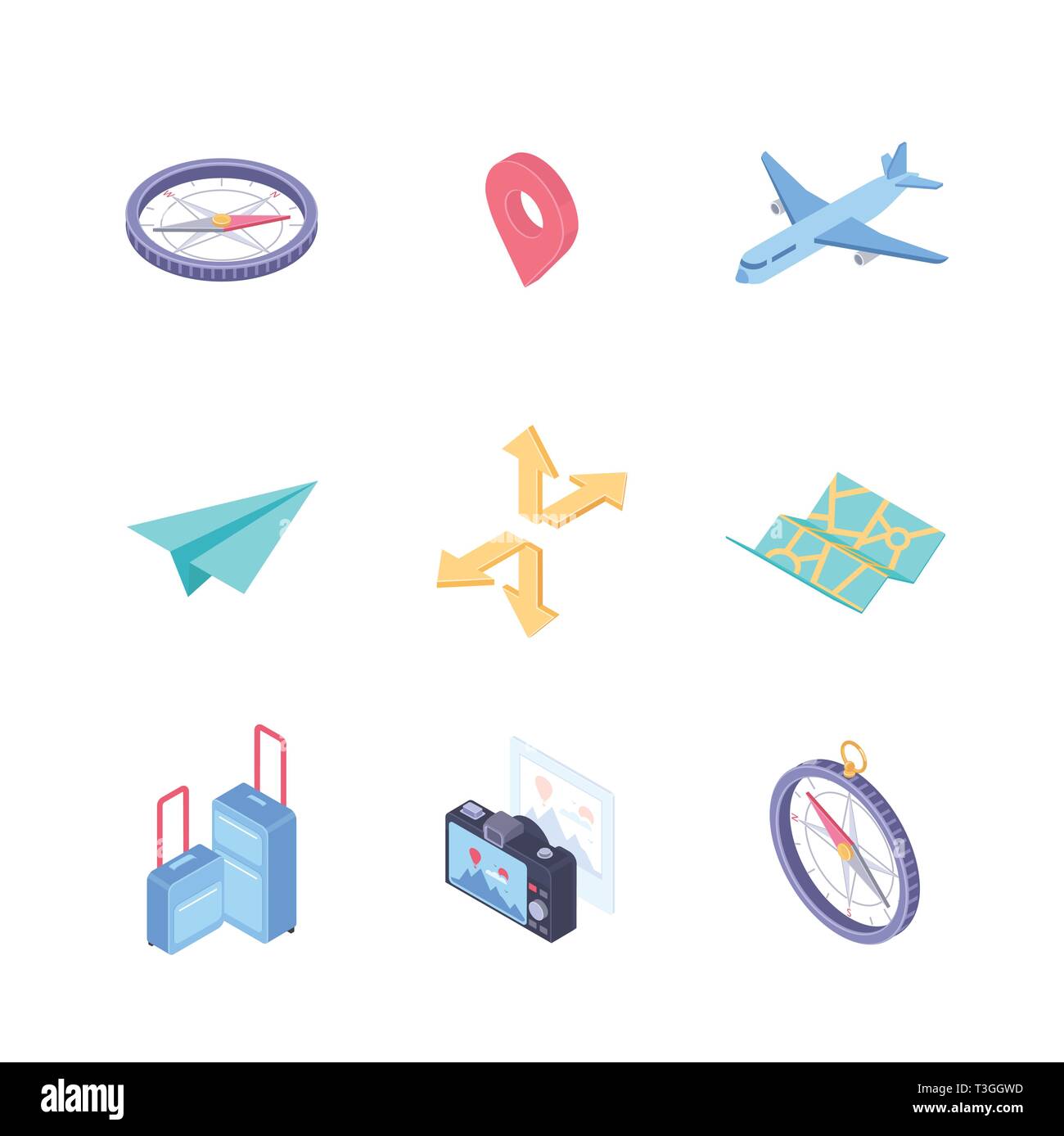 Traveling and location - modern vector colorful isometric elements Stock Vector