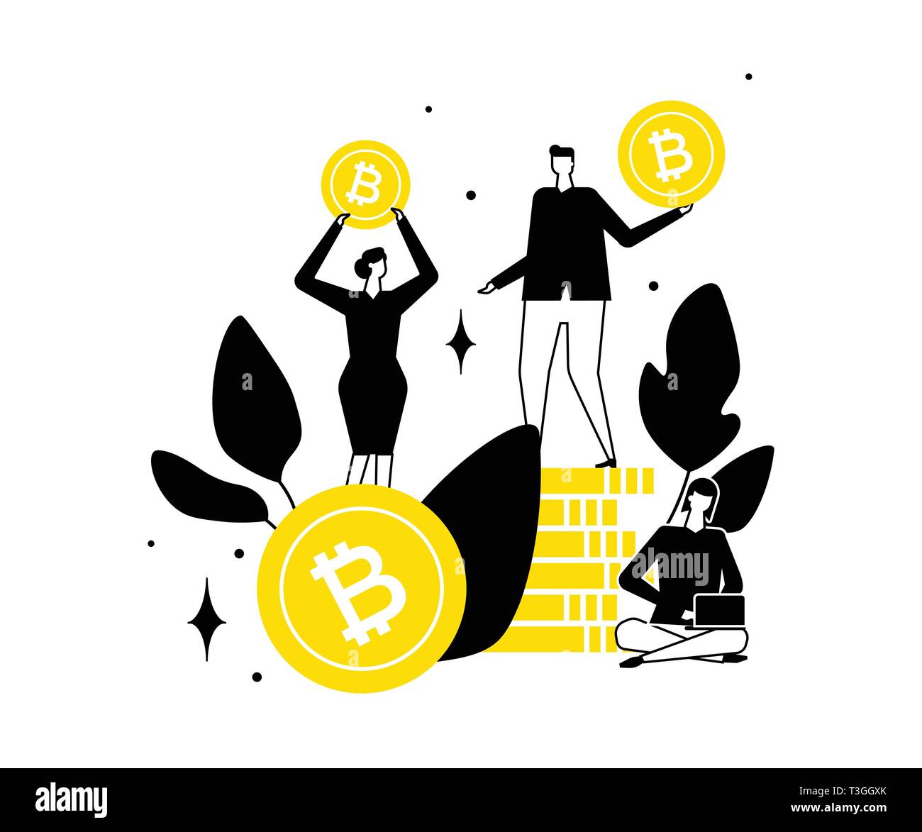 Cryptocurrency concept - flat design style colorful illustration Stock Vector