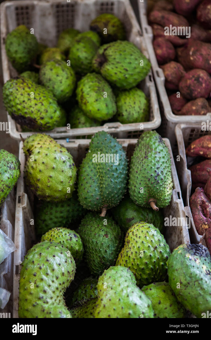 Soursop fruit on asian market, Borneo Stock Photo Alamy