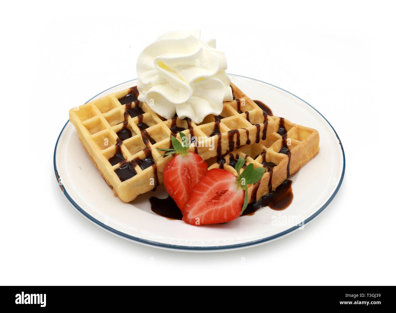 Belgian waffle whipped cream fresh hi-res stock photography and images ...
