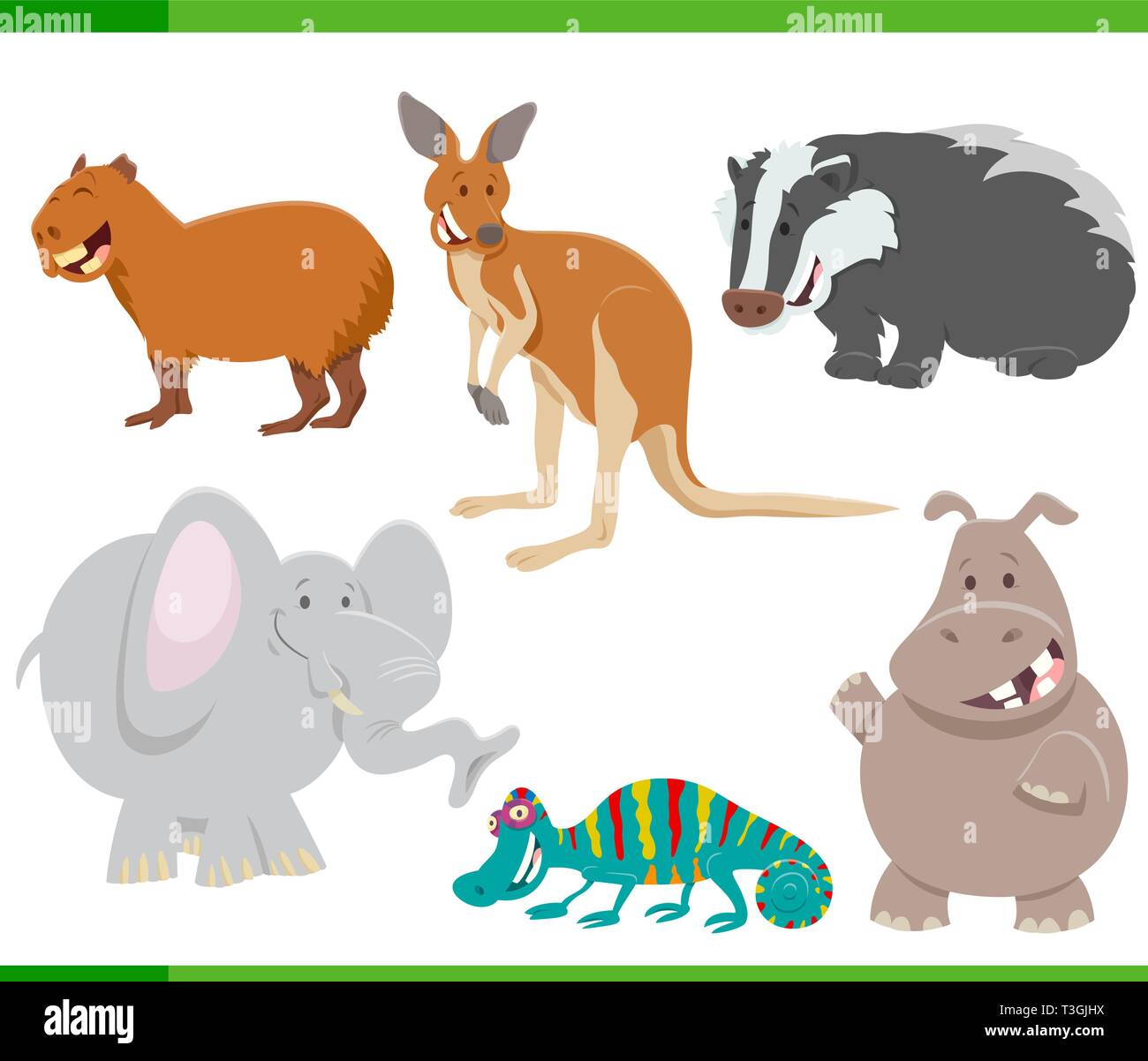 Cartoon Illustration of Wild Funny Animal Characters Set Stock Vector