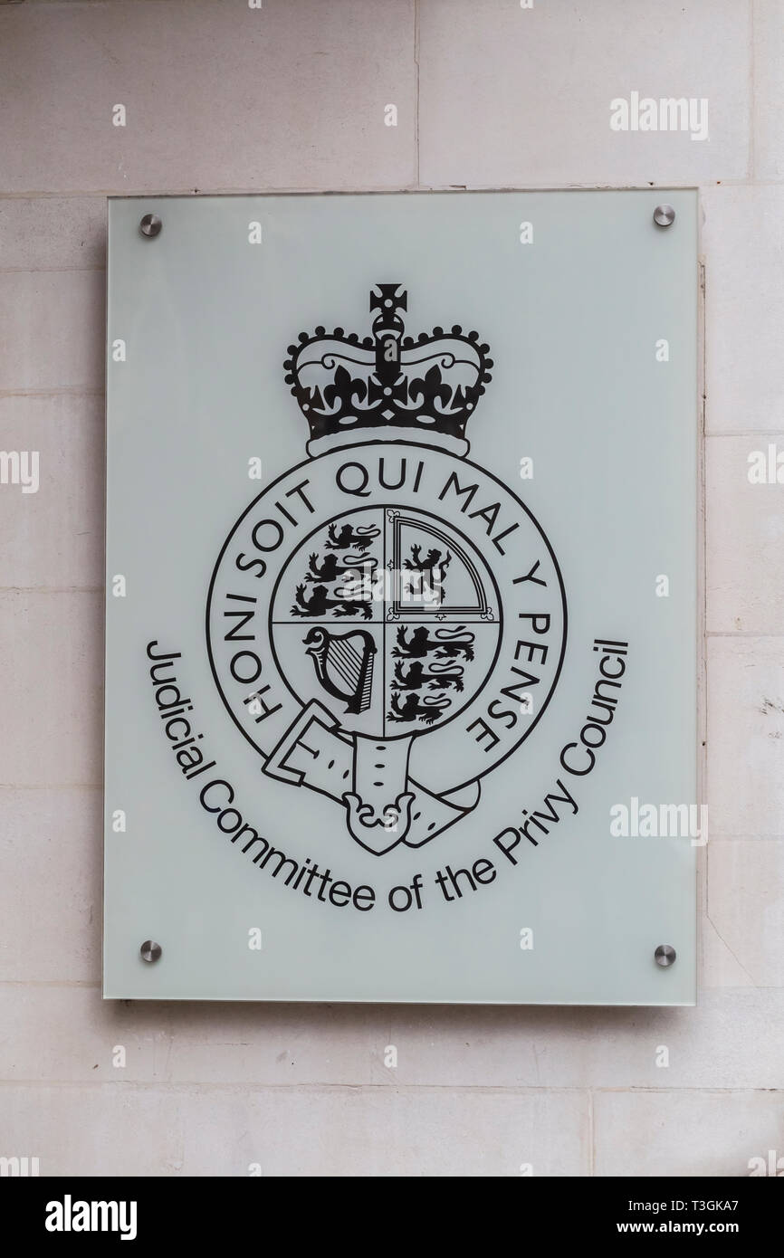 Signage outside Judicial Committee of the Privy Council in Central London Stock Photo