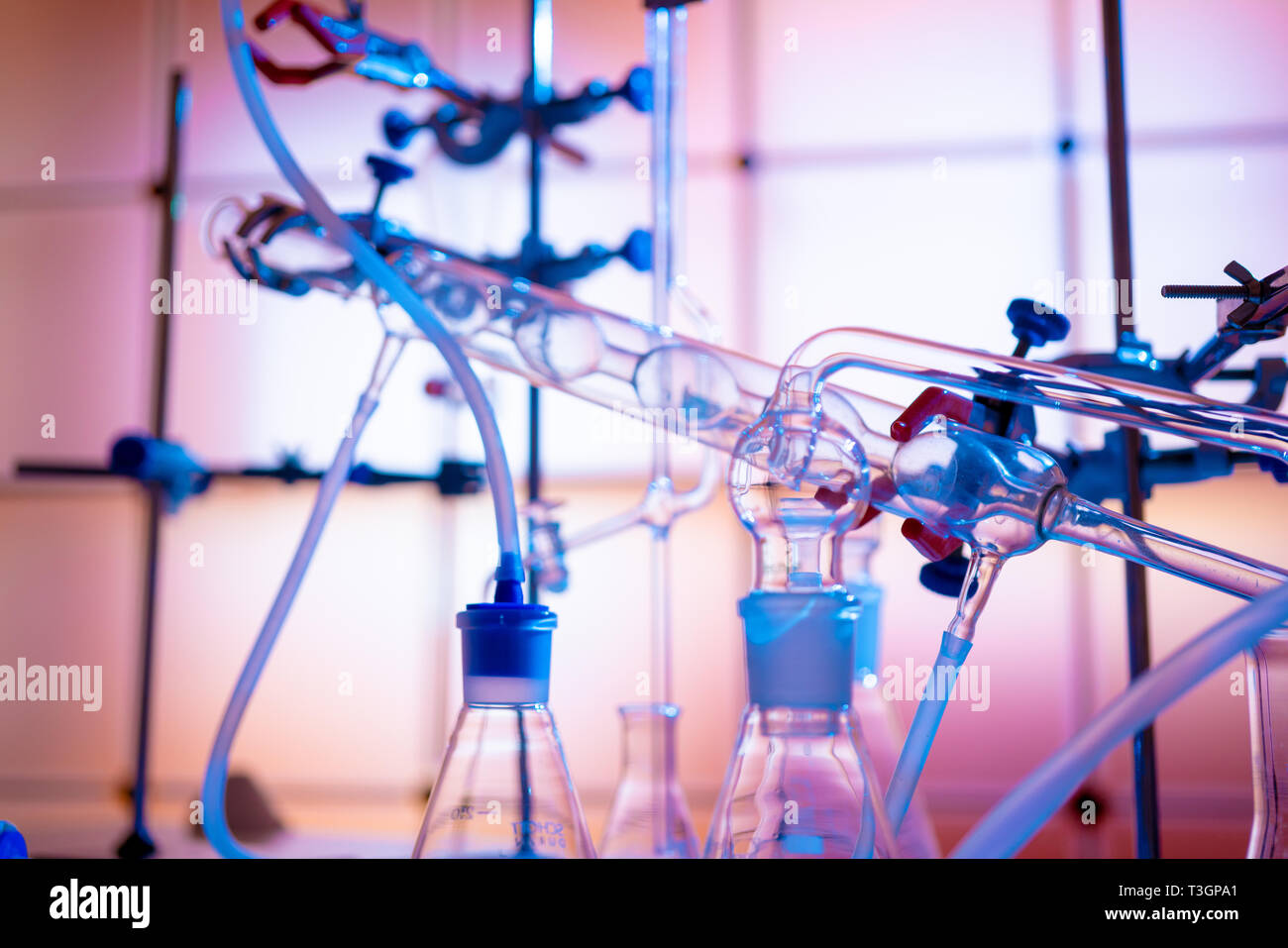 Compound Glass Instrument Glass instruments in the laboratory of chemical synthesis Stock Photo ...