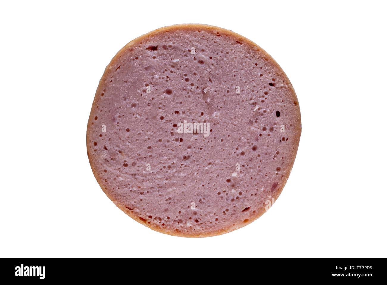 Extreme macro shot of hot dog wiener cross section showing the