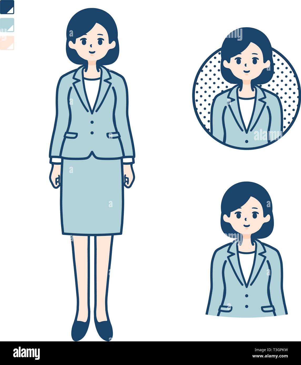 A young Business woman in a suit with Smiling images. It's vector art ...