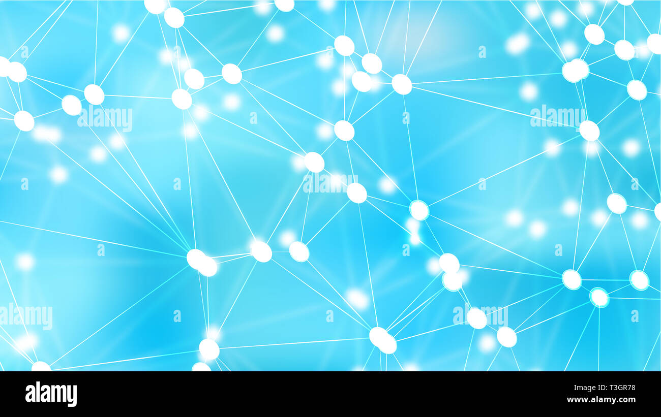 Abstract Light Blue Connected Lines and Dots Background Stock Photo