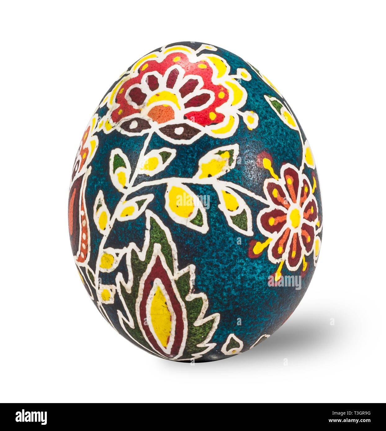 Hand painted easter egg isolated in white background with clipping path
