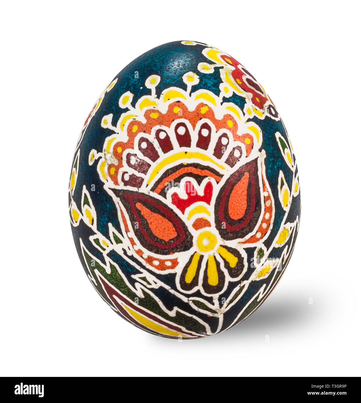 Hand painted easter egg isolated in white background with clipping path