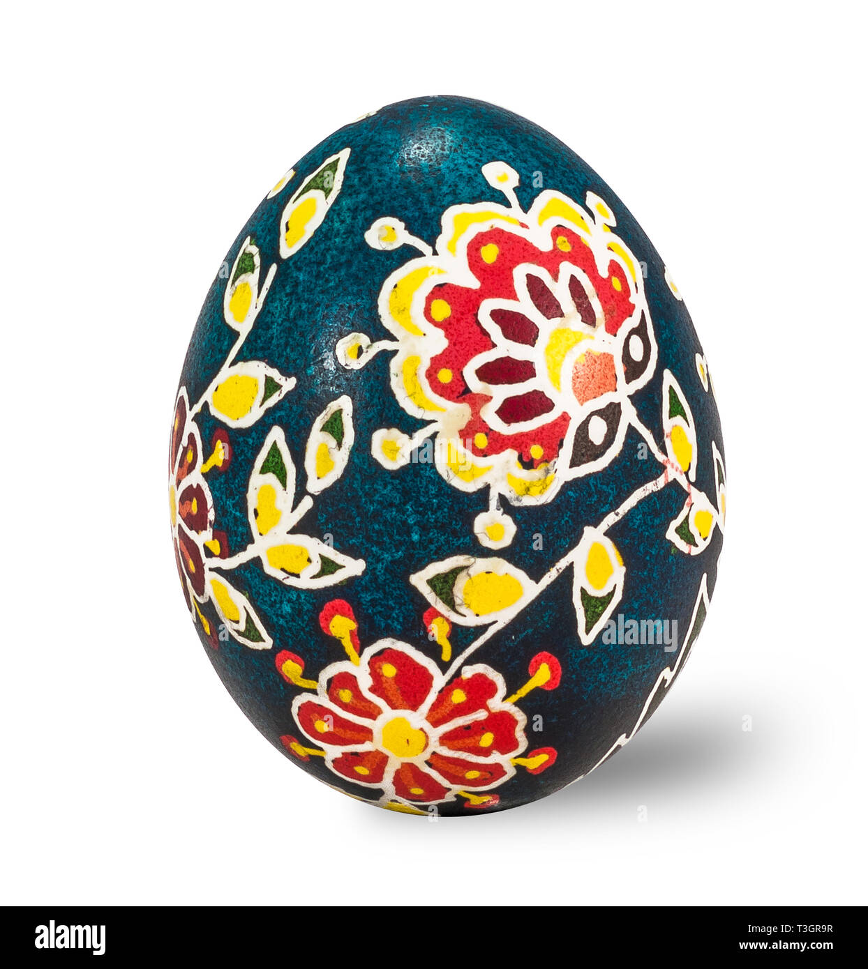 Hand painted easter egg isolated in white background with clipping path Stock Photo